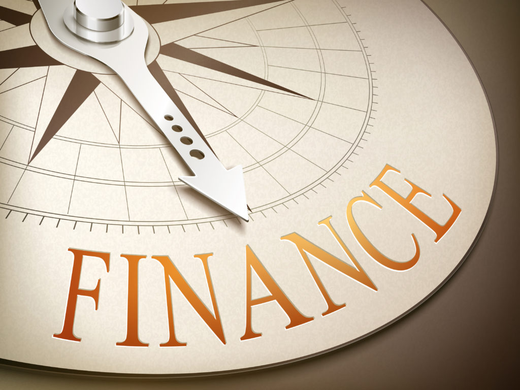 3d compass with needle pointing the word finance 3d illustration compass with needle pointing the word finance